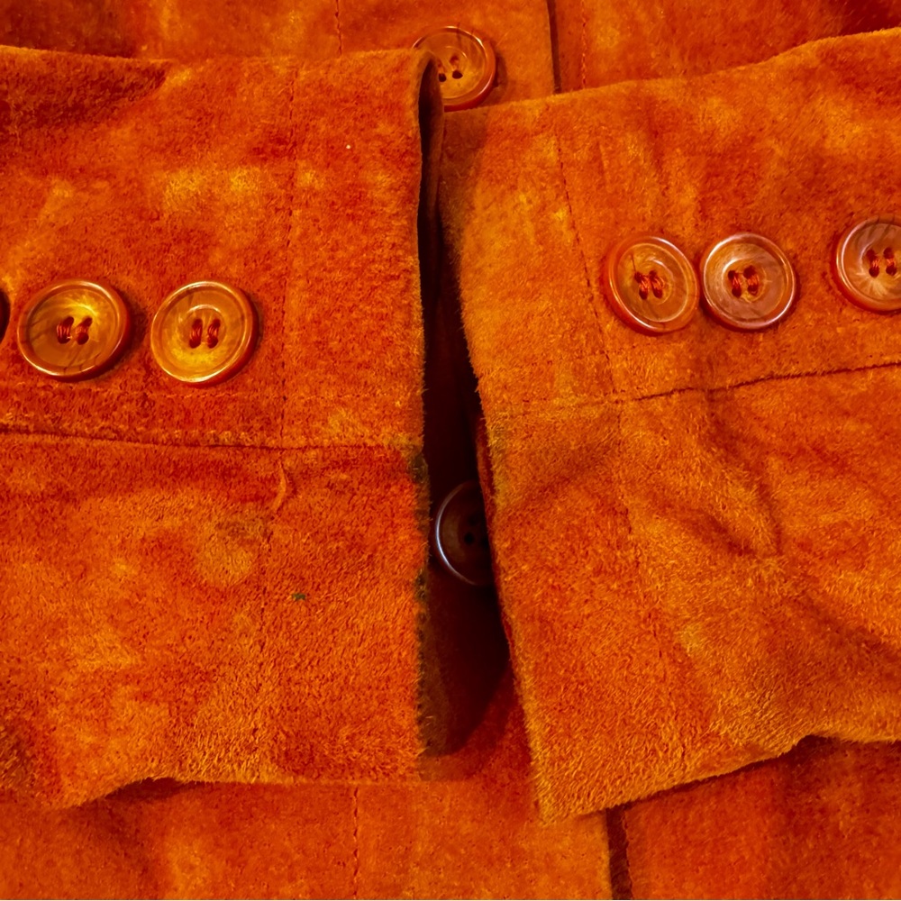 Christopher & Banks 100% Suede Leather Orange‎ Jacket.  Size Large - Picture 11 of 11